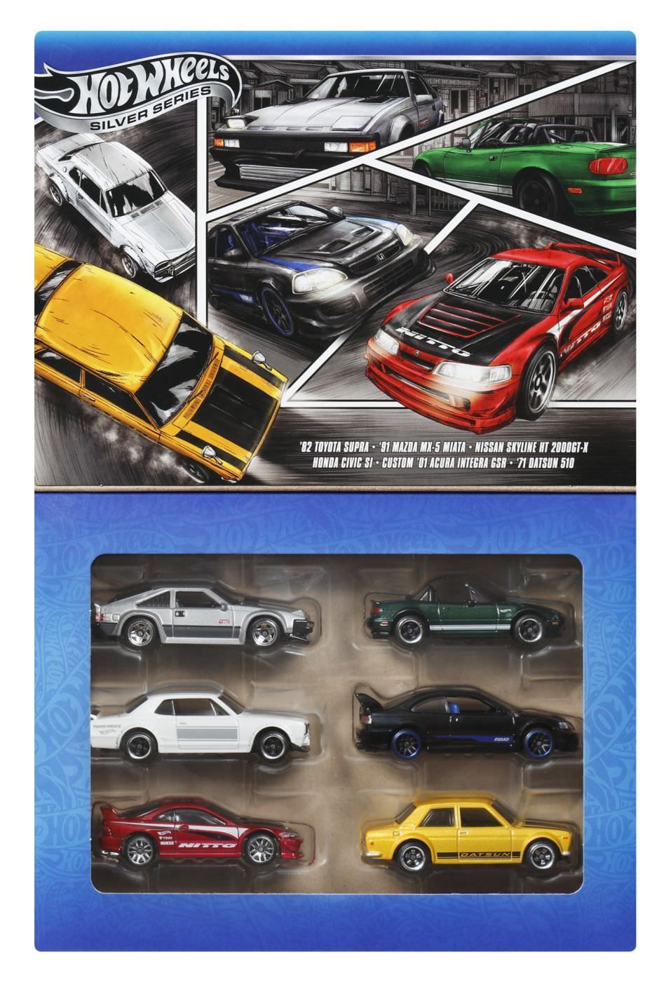 Set 6 masinute metalice hot wheels silver series tematica japoneza