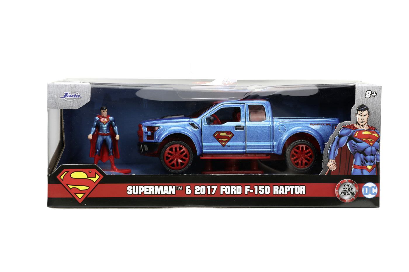 Set figurina superman cu masinuta metalica 2017 ford f150 raptor scara 1:32