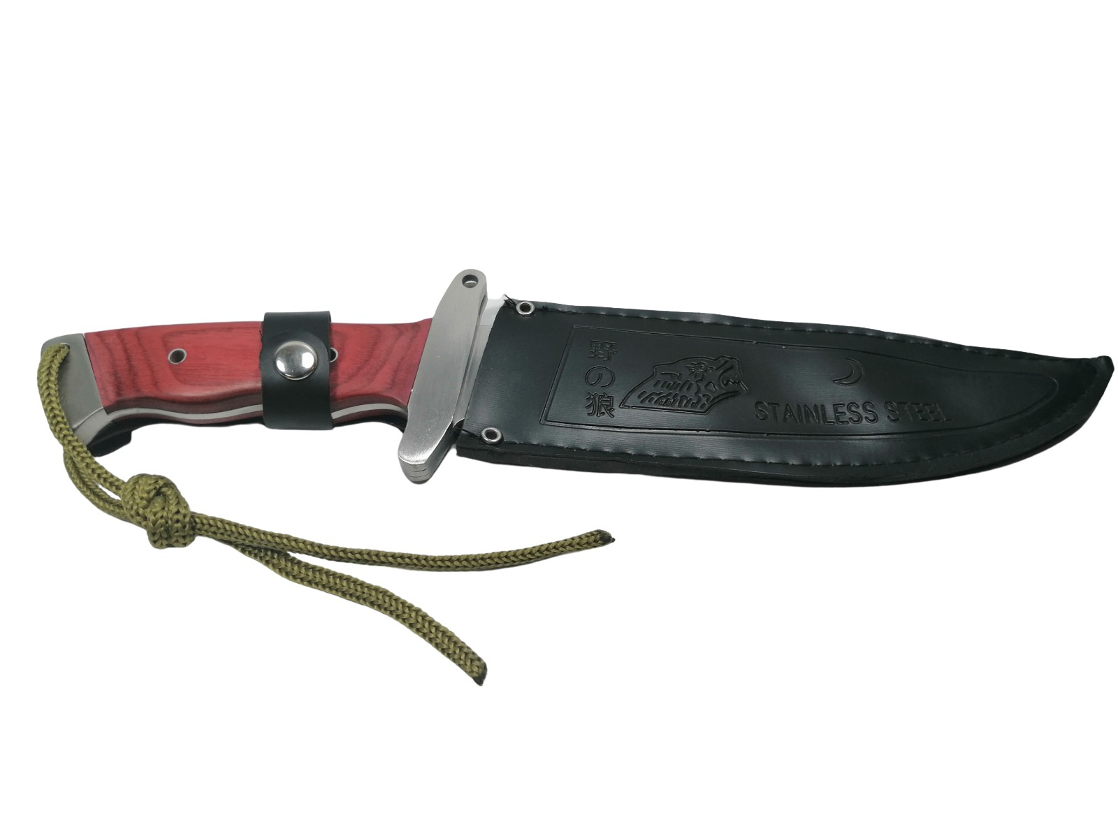 Set sabie si cutit de vanatoare, ideallstore®, steel wolf, otel inoxidabil, 31 cm, argintiu