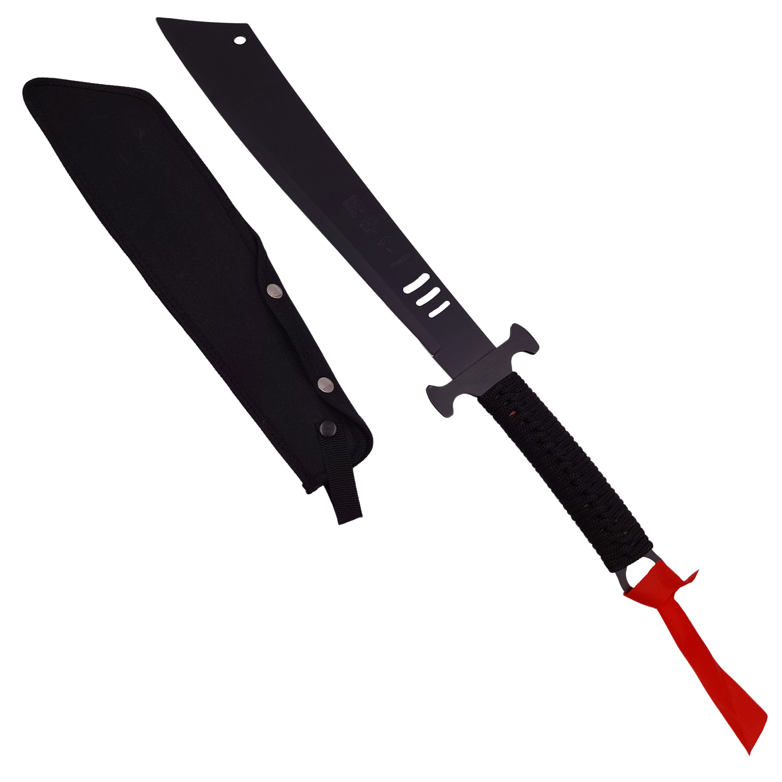 Set sabie si maceta de vanatoare, ideallstore®, asian level, 57 cm, negru, teaca inclusa