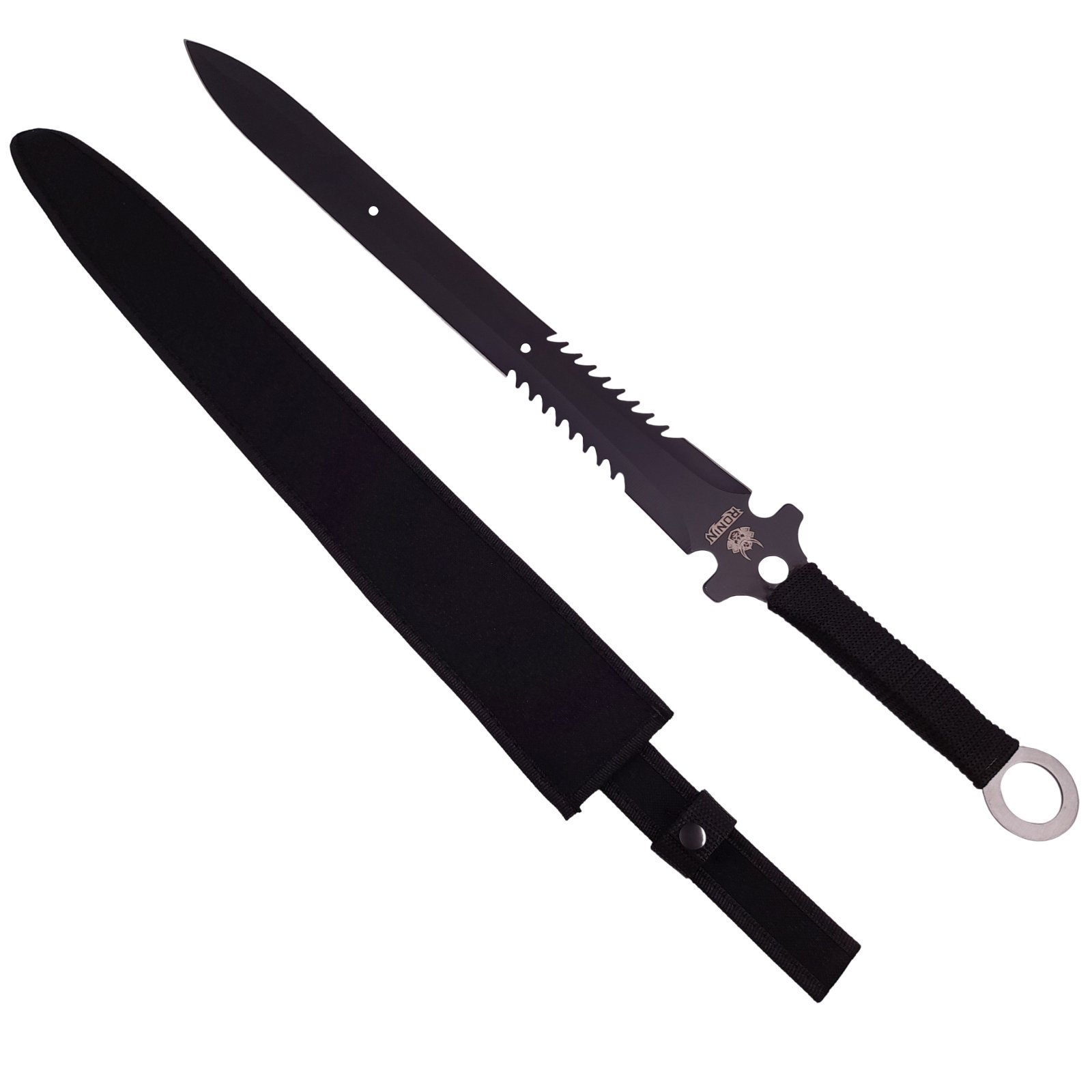 Set doua sabii de vanatoare ideallstore®, last ronin, maner textil, 68.5 cm, negru