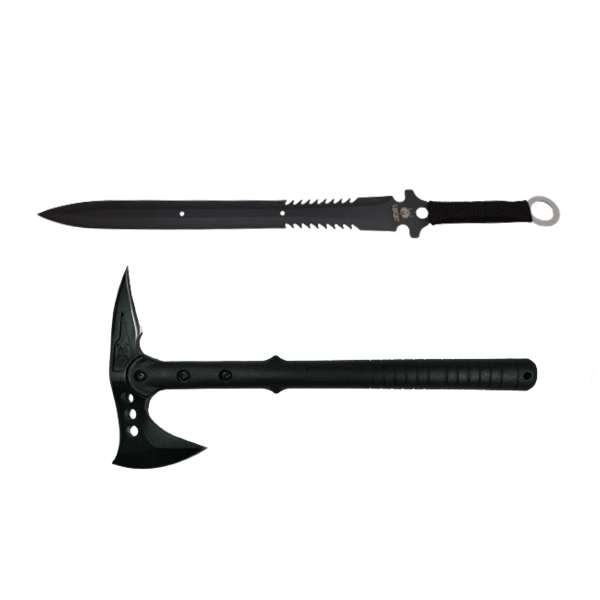 Set topor si sabie de vanatoare, ideallstore®, pirate skull, 39 cm