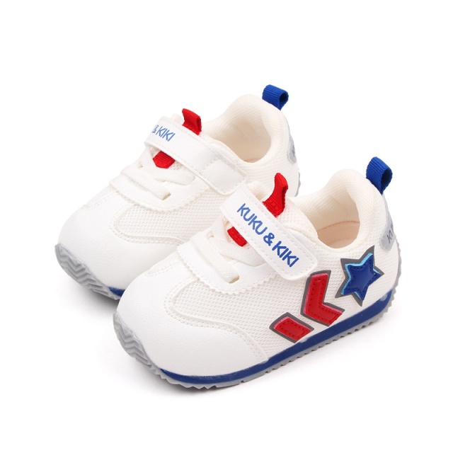 Adidasi pentru copii, albi, cu insertii rosii si albastre (marime disponibila: