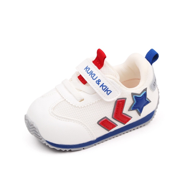 Adidasi pentru copii, albi, cu insertii rosii si albastre (marime disponibila: