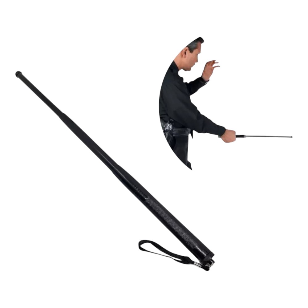 Baston telescopic autoaparare cu 3 elemente, 50cm, otel, husa