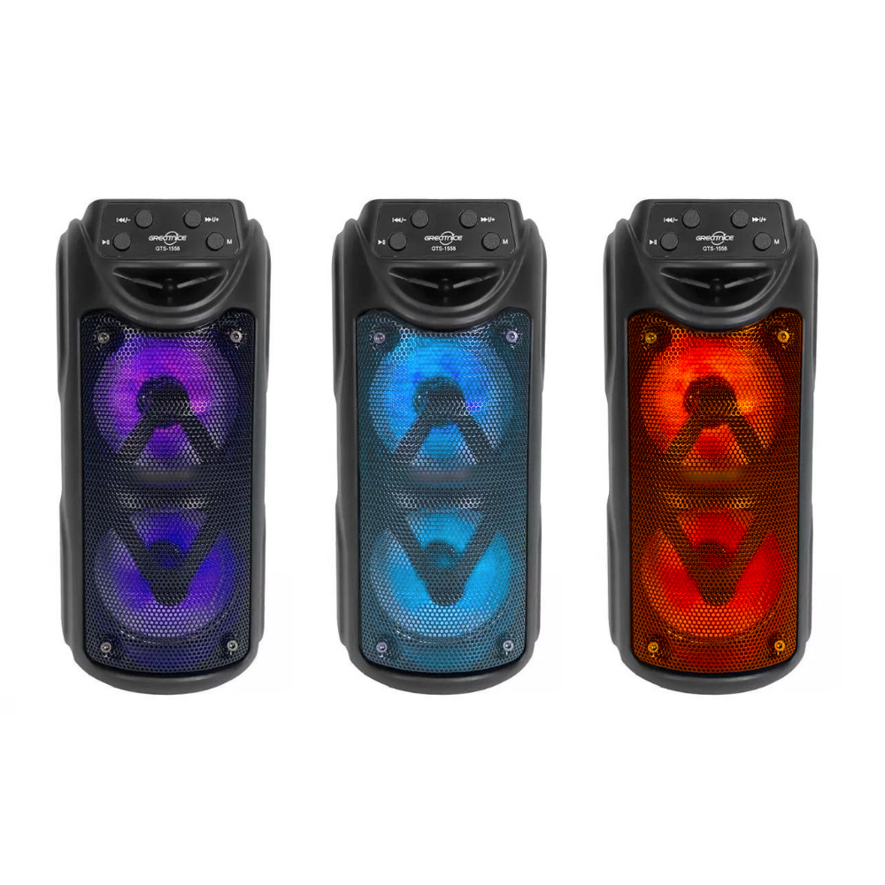 Boxa portabila gts1558, 15w pmpo, bt, lumini led, 3 culori