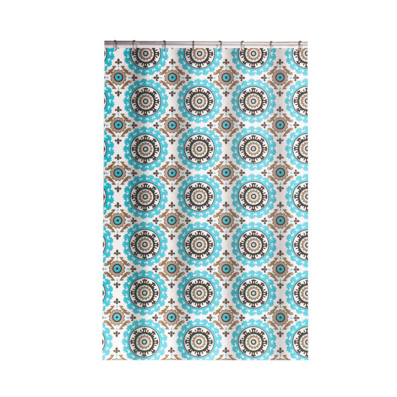 Perdea de dus multicolora, pvc, 180x180 cm, turcoaz