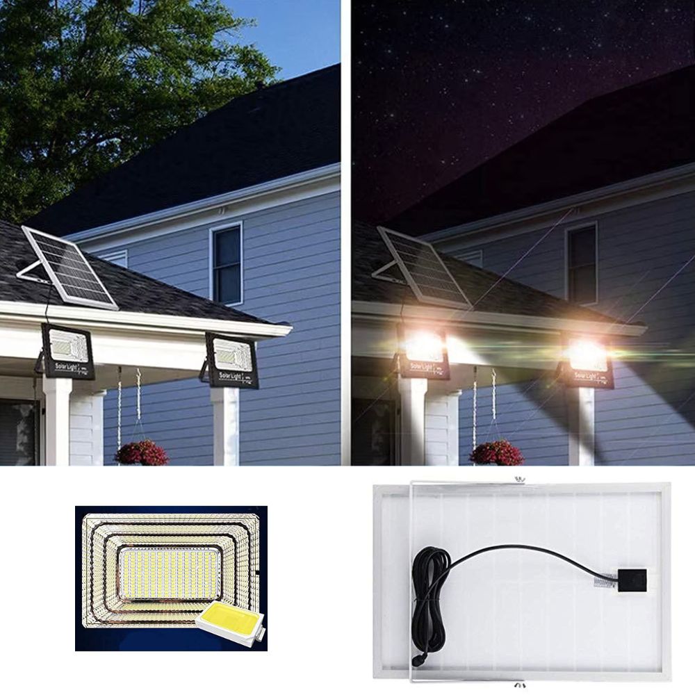 Proiector led 1200w cu panou solar, 6500k, ip67, telecomanda