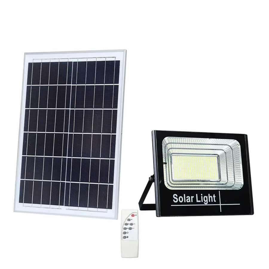 Proiector led 1200w cu panou solar, 6500k, ip67, telecomanda