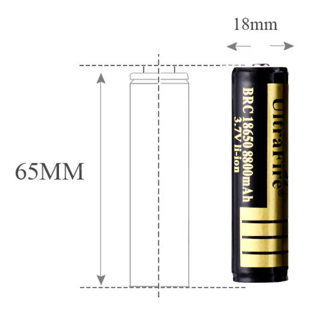 Set 2 acumulatori tip 18650, 8800mah, 3.7v, cu varf