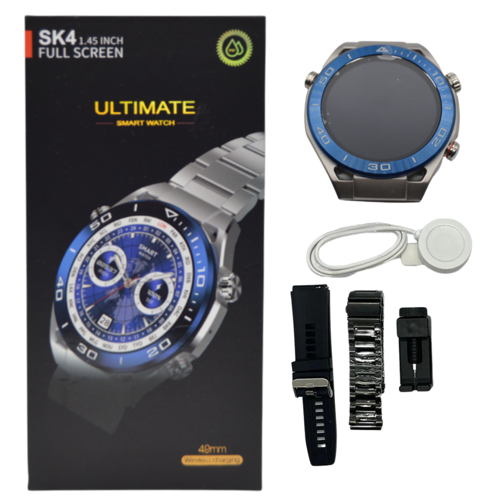 Smartwatch sk4, ecran tactil amoled, 49mm, 2 bratari, docker