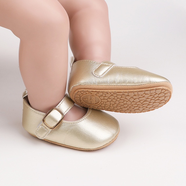 Pantofiori aurii eleganti pentru bebelusi cu bareta cu arici (marime