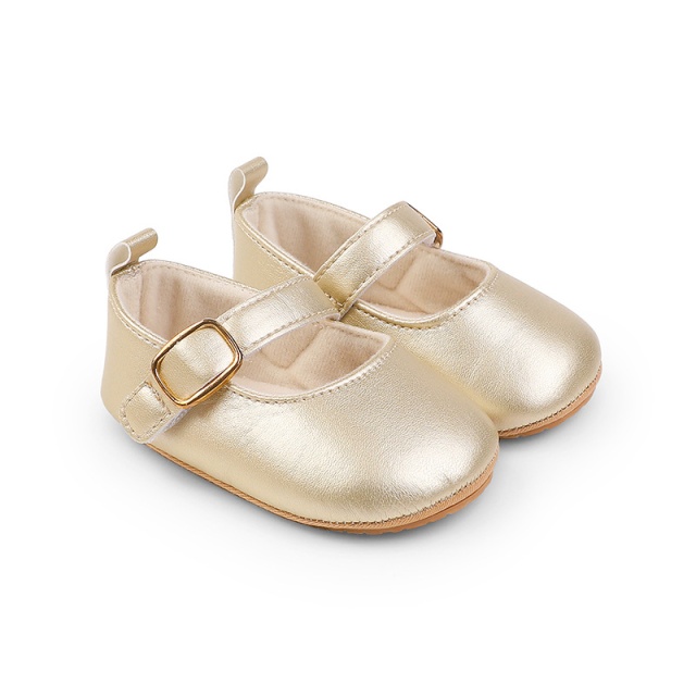 Pantofiori aurii eleganti pentru bebelusi cu bareta cu arici (marime