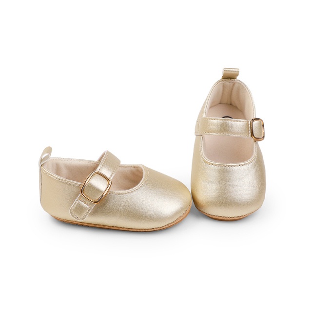 Pantofiori aurii eleganti pentru bebelusi cu bareta cu arici (marime