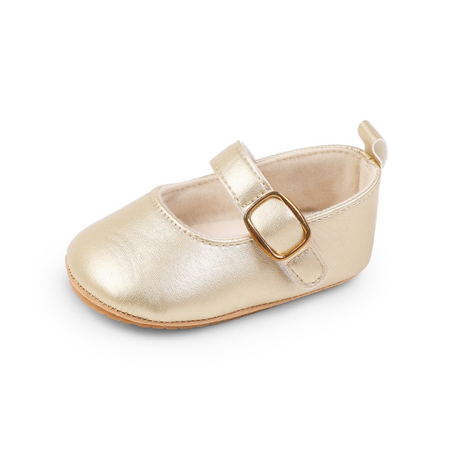 Pantofiori aurii eleganti pentru bebelusi cu bareta cu arici (marime