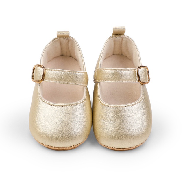 Pantofiori aurii eleganti pentru bebelusi cu bareta cu arici (marime