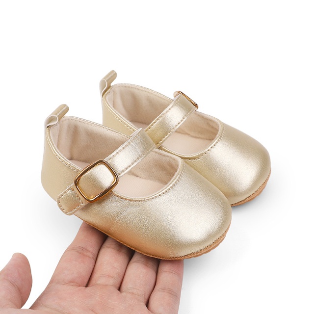 Pantofiori aurii eleganti pentru bebelusi cu bareta cu arici (marime