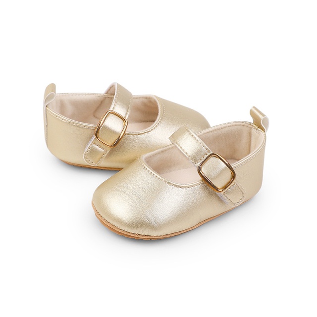 Pantofiori aurii eleganti pentru bebelusi cu bareta cu arici (marime