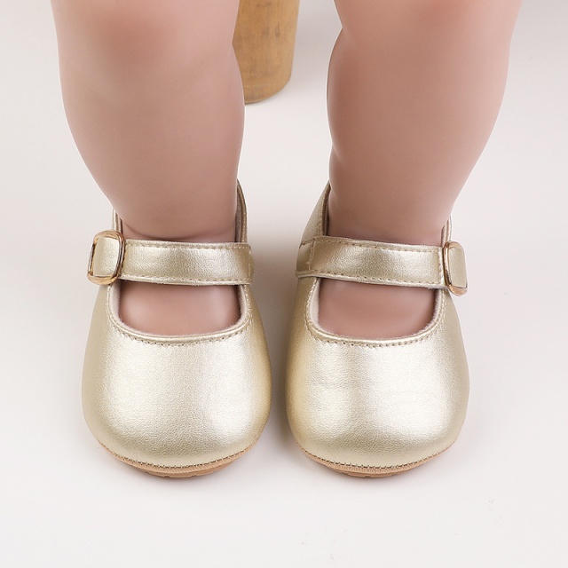 Pantofiori aurii eleganti pentru bebelusi cu bareta cu arici (marime