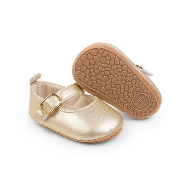 Pantofiori aurii eleganti pentru bebelusi cu bareta cu arici (marime