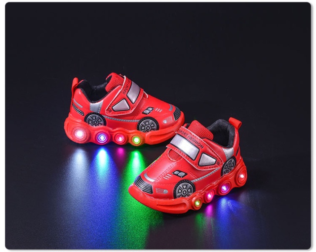 Adidasi rosii cu luminite - car (marime disponibila: marimea 22)