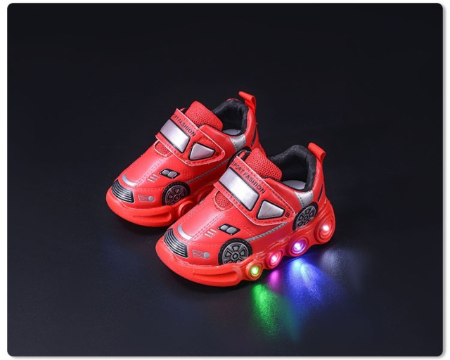 Adidasi rosii cu luminite - car (marime disponibila: marimea 22)