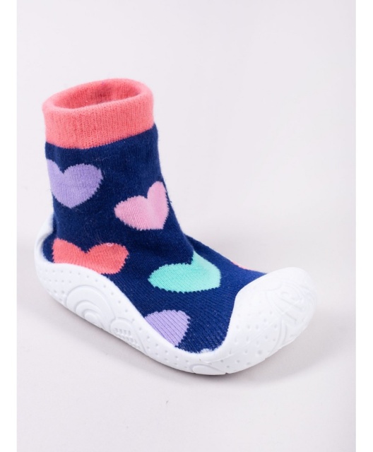 Mocasini pentru copii cu talpă antiderapantă – model cu inimioare colorate