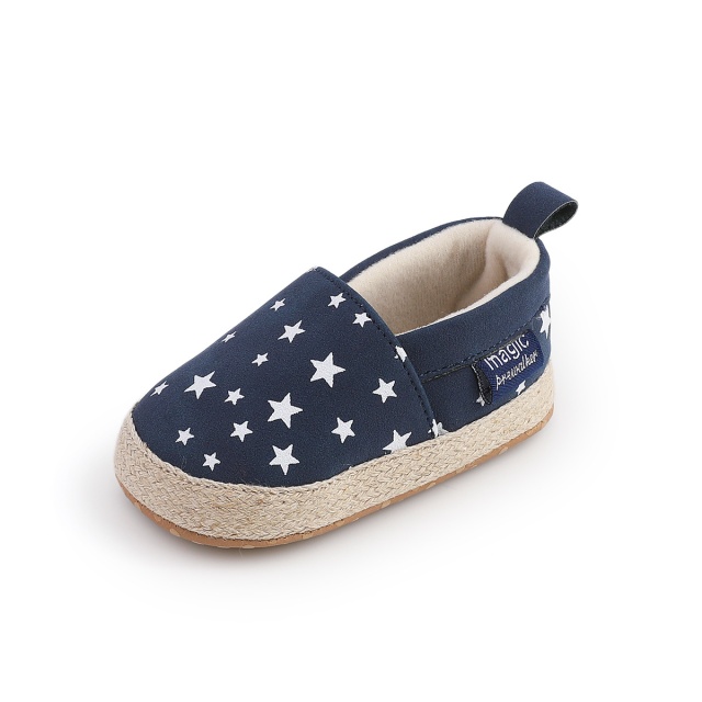Pantofiori bleumarin tip mocasini cu stelute (marime disponibila: 6-9 luni