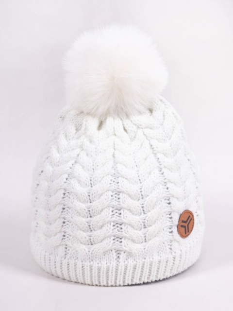 Fes de iarnă cu pompon și logo, alb (marime disponibila: 18-24 luni)