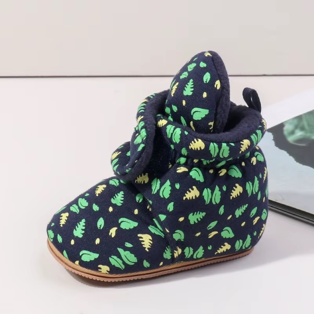 Cizmulite bleumarine cu imprimeu verde si galben (marime disponibila: 6-9 luni