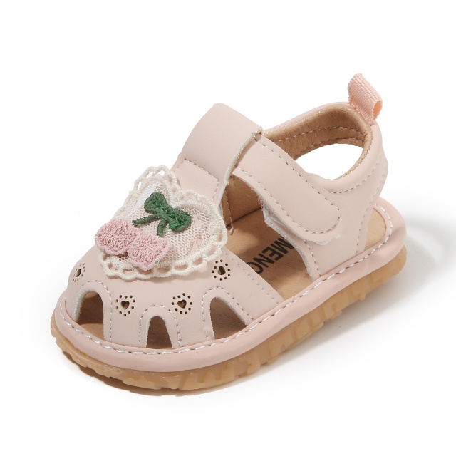 Sandalute roz pudra cu piuitoare - cirese (marime disponibila: marimea 22)