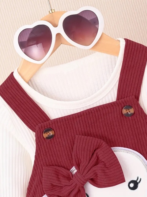 Set salopeta visinie si bluzita alba - elefantel (marime disponibila: 9-12 luni