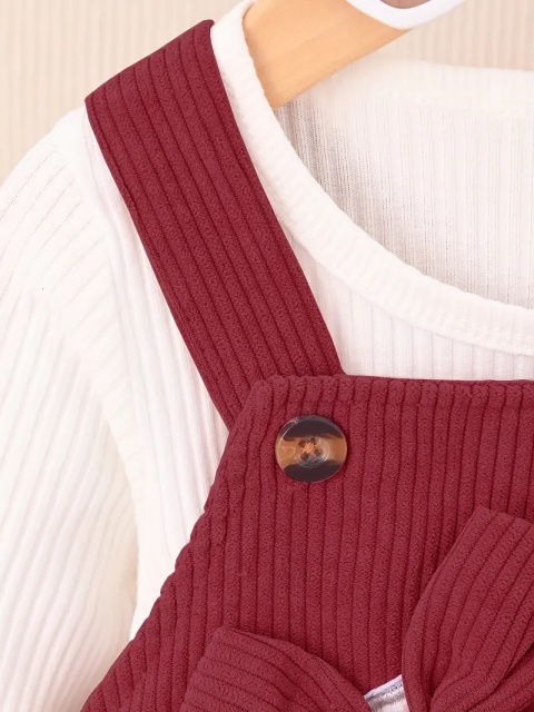 Set salopeta visinie si bluzita alba - elefantel (marime disponibila: 9-12 luni