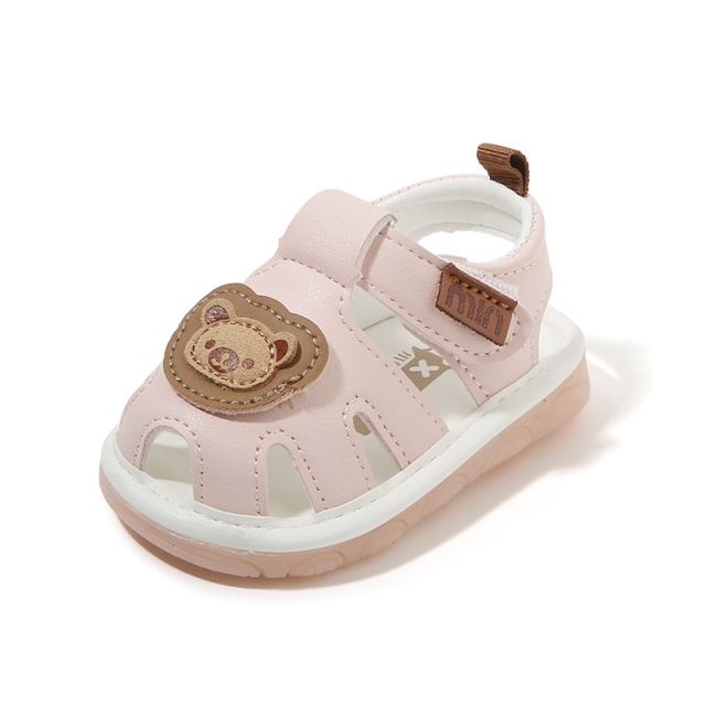 Sandalute roz cu piuitoare - ursulet (marime disponibila: marimea 21)