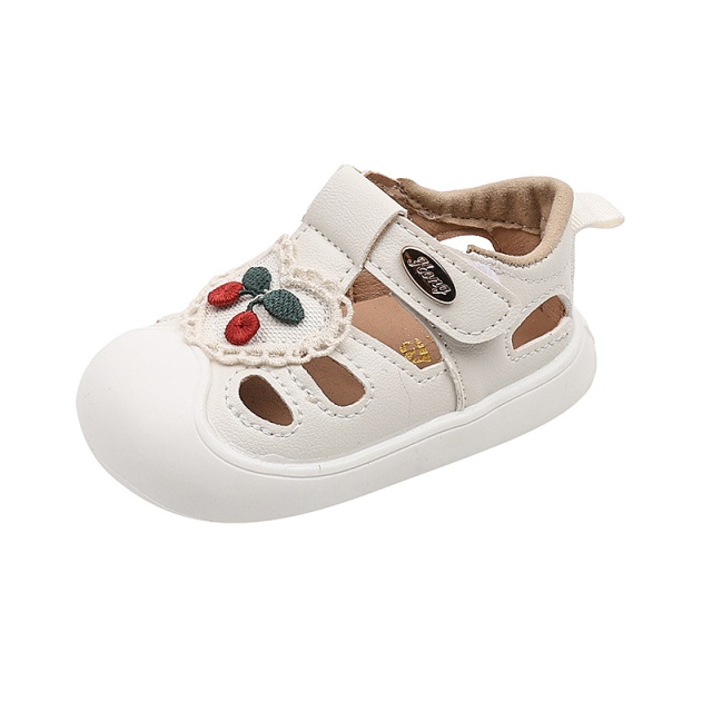 Pantofiori albi pentru fetite - cirese (marime disponibila: marimea 24)