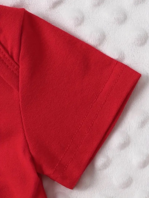 Set sarafan alb cu inimioare si body rosu (marime disponibila: 9-12 luni