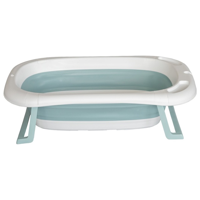 Cadita mare pliabila albastra cu termometru si pernuta – pentru bebelusi