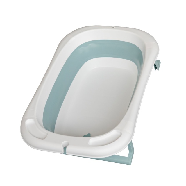 Cadita mare pliabila albastra cu termometru si pernuta – pentru bebelusi