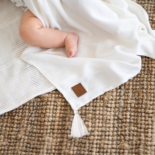 Paturica nou nascut skiddou, 100% vascoza de bambus, crem, 80x100cm