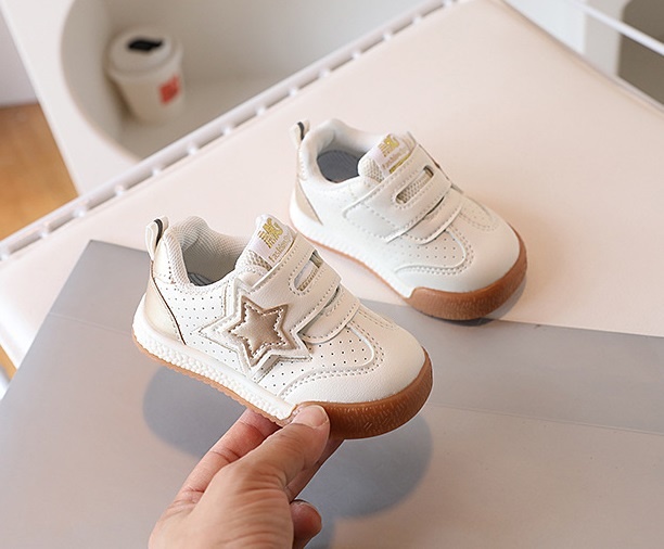 Adidasi albi pentru fetite - gold star (marime disponibila: 9-12 luni (marimea