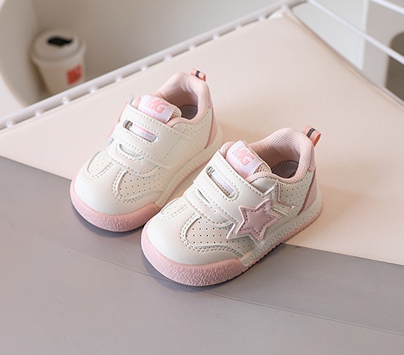 Adidasi albi pentru fetite - pink star (marime disponibila: marimea 21)