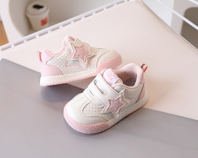 Adidasi albi pentru fetite - pink star (marime disponibila: marimea 21)