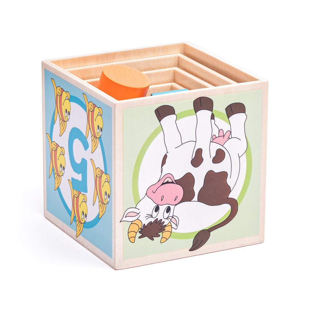 Jucarie din lemn woodyland - piramida de stivuit cu animale