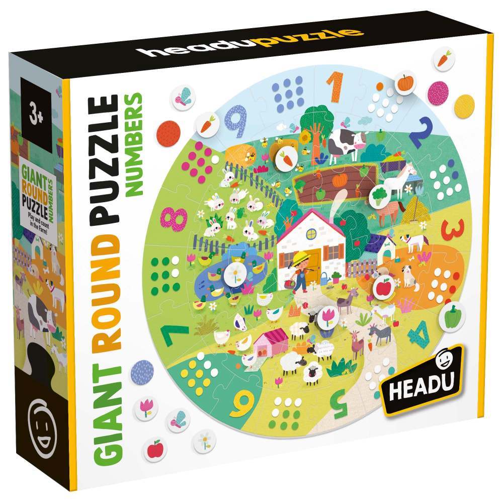 Puzzle mare rotund headu ferma cu numere 37 piese