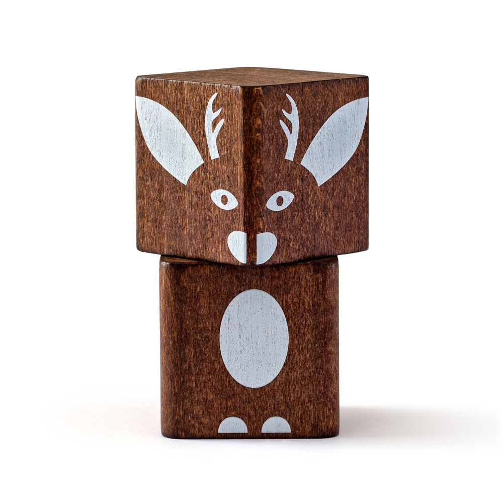 Set cuburi din lemn cu imprimeu colorat woodyland 26 piese