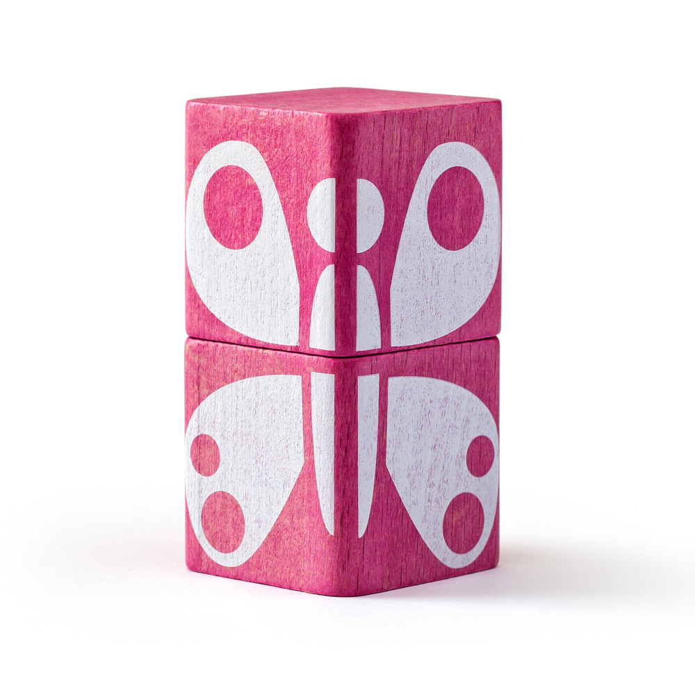 Set cuburi din lemn cu imprimeu colorat woodyland 26 piese