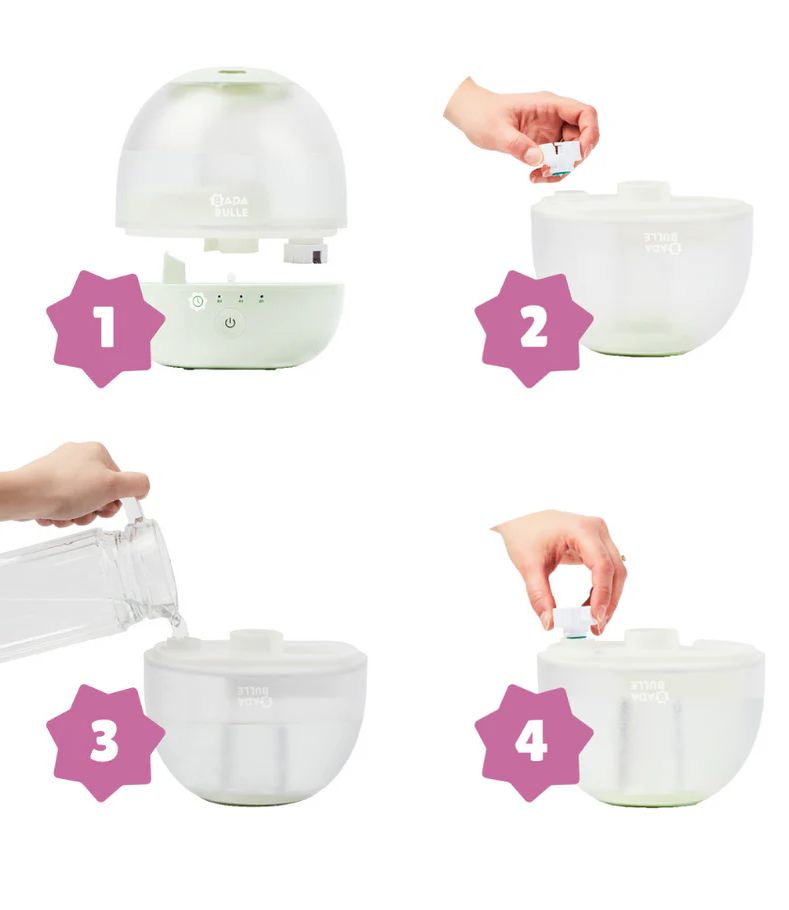 Umidificator si lampa de veghe bubble badabulle