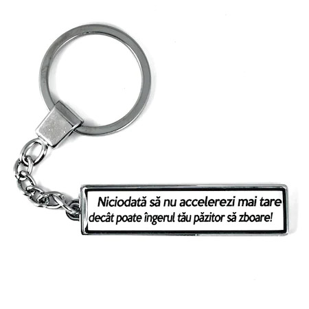 Breloc cadou personalizat , metal, argintiu, mesaj niciodata