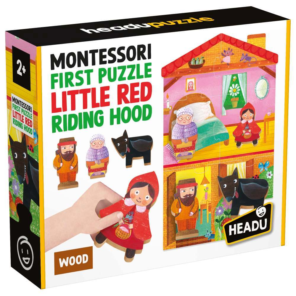 Primul meu puzzle headu montessori scufita rosie, include 4 forme din lemn