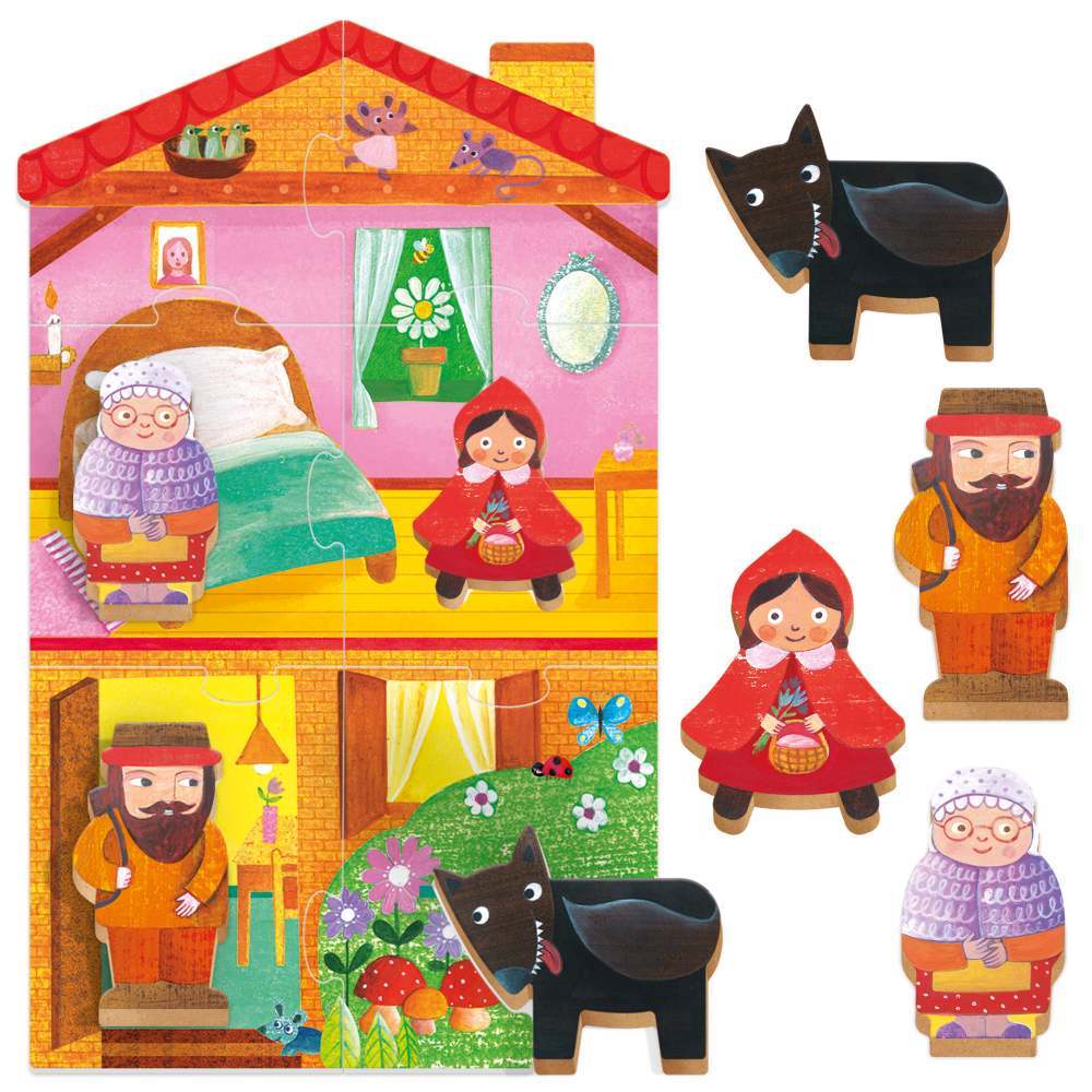 Primul meu puzzle headu montessori scufita rosie, include 4 forme din lemn